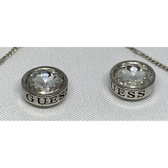 Guess A12072-21 Silver-Tone Mama Collar Necklace & Crystal Earrings MSRP $25 G23 - Picture 4 of 4